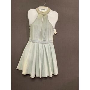 NWT Bluefaith Y2K Style Open Back Halter Mini Dress S High Neck - FLAW